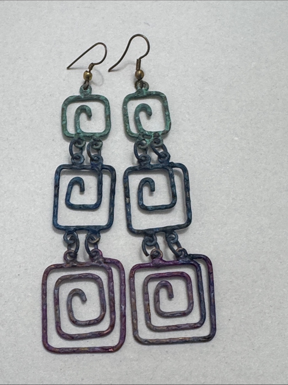 Vintage Bohoe Spiral Square Drop Earrings โ Multicolor